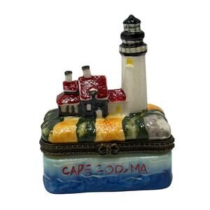 Cape Cod MA Lighthouse Hinged Trinket Box.
